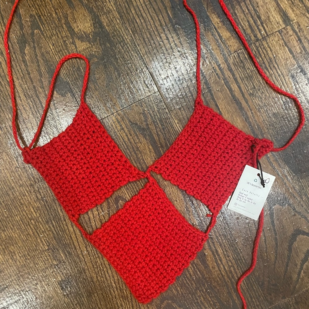 YOYO red crochet shirt. Never worn.